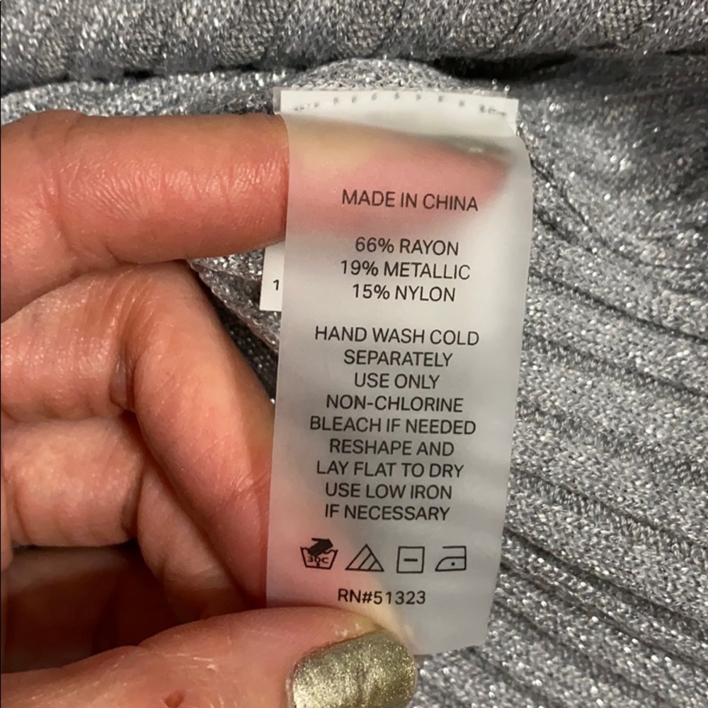 COURT AND ROWE Metallic Mock Neck Ribbed Sweater - Picture 8 of 8